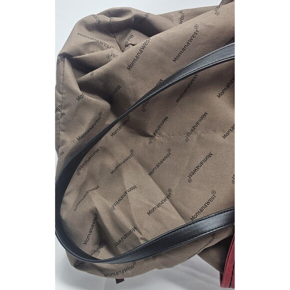 Montana West Faux Leather Oversized Hobo Tote Shoulder Satchel Bag Dahila Red - Picture 12 of 14